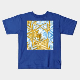 Bold abstract kaleidoscope in blue and beige Kids T-Shirt